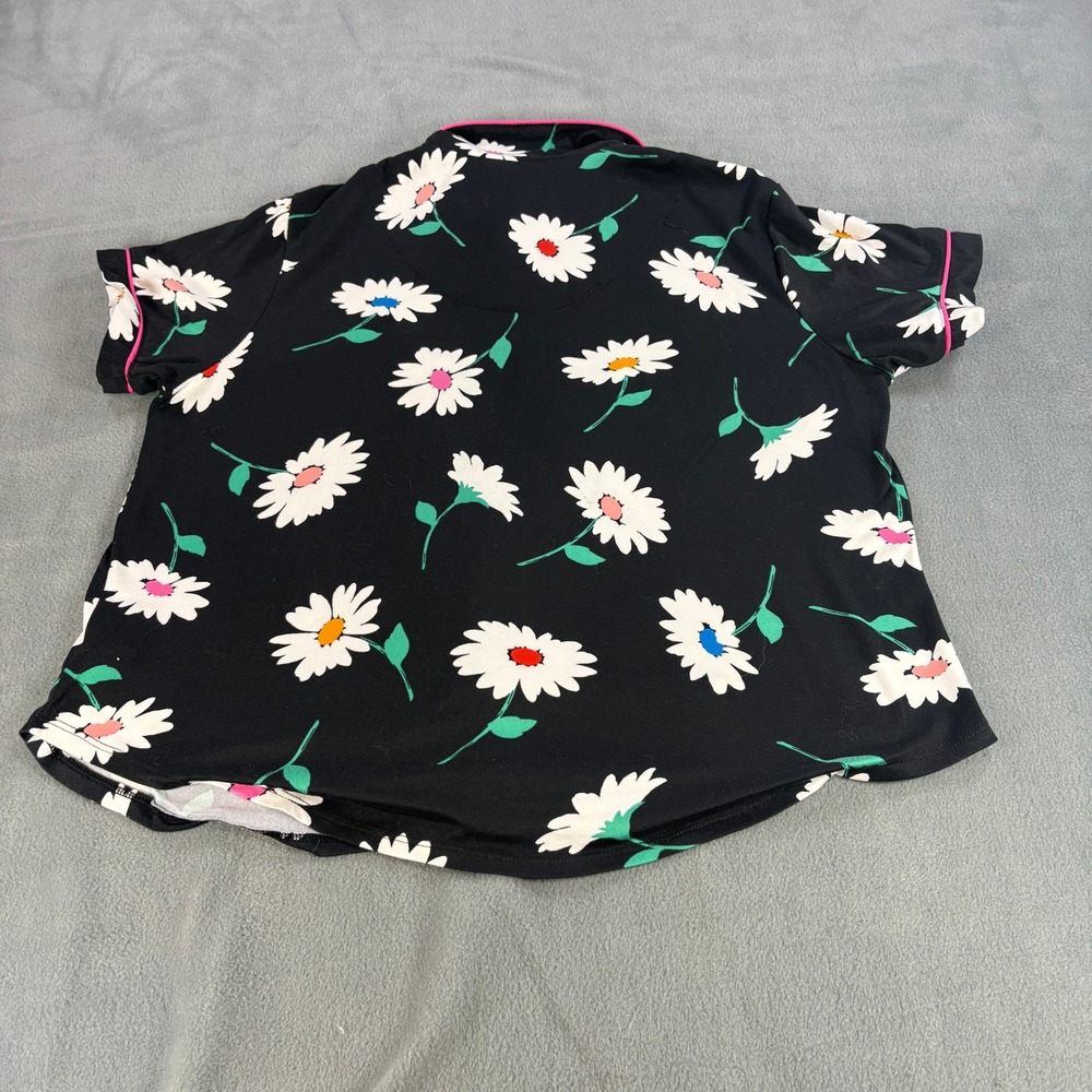 Kate Spade New York Womens Daisy Floral Pajama Top Black Pink Short Sleeve M - Picture 7 of 7